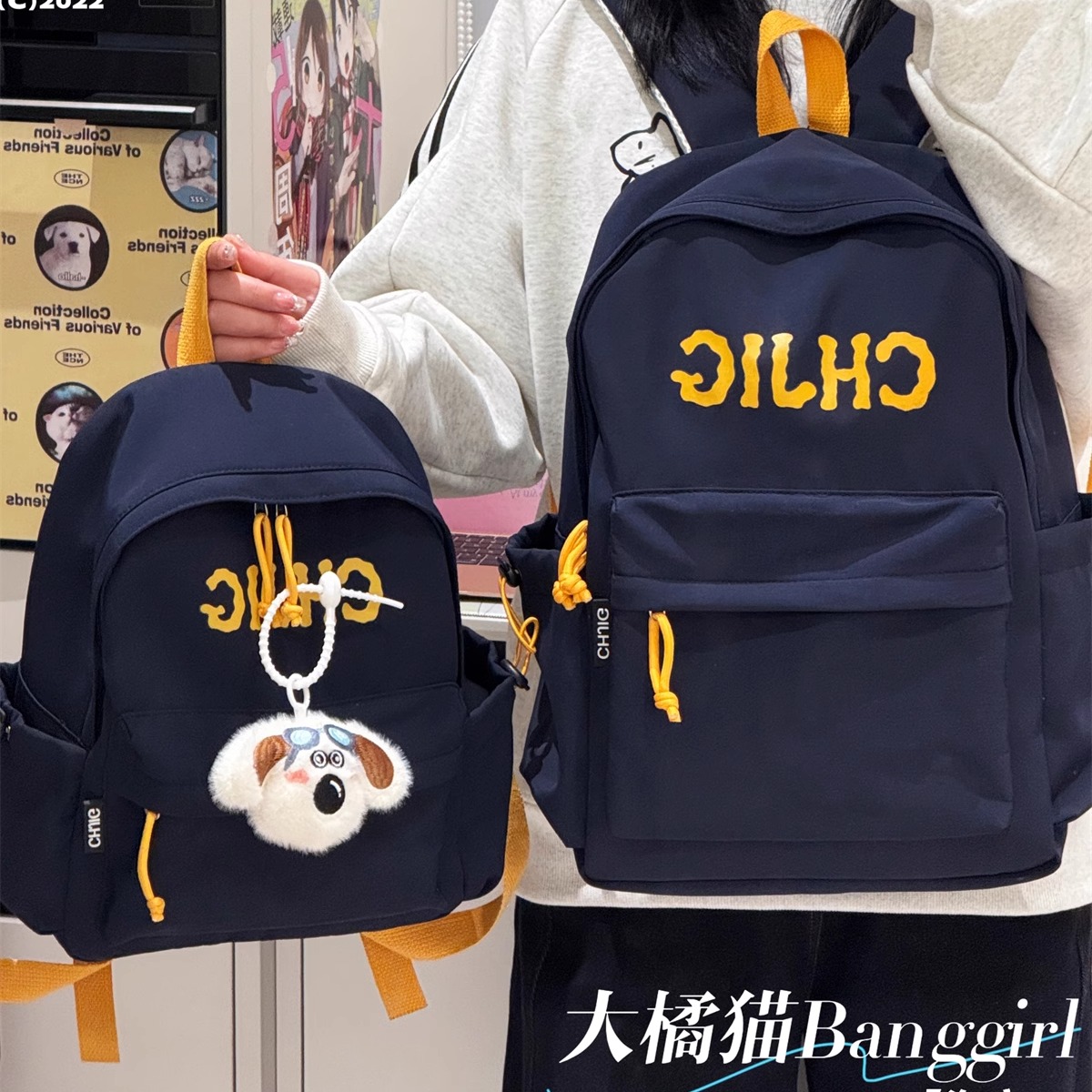 大橘猫小号书包学生日系复古大学生迷你双肩包轻便百搭背包妈咪包