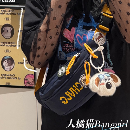 大橘猫复古潮牌单肩包男士背包休闲字母斜挎包防水运动腰包女款包
