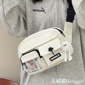 休闲小背包工装小众斜挎包男骑行运动单肩包女胸包简约ins小痛包