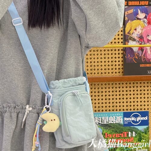 简约手机包男女学生水壶包雨伞包两层单肩斜挎包外出水杯挎包