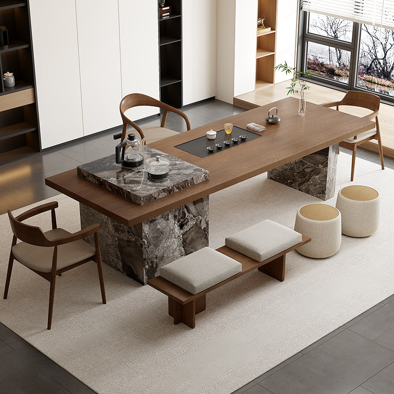 实木茶桌办公室大板轻奢现代简约