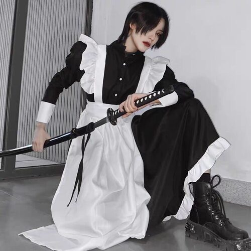 女仆装男穿日常cosplay可爱日系洛丽塔裙动漫女佣服萝莉 黑色男女