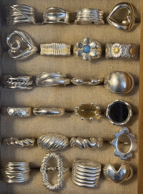 小众复古重工S925银素圈戒指女不掉色轻奢高级感食指戒开口指环