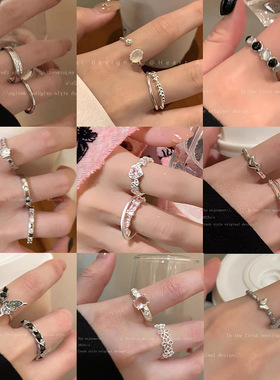 ins风韩系小众戒指女气质百搭简约个性对戒高级感开口食指戒