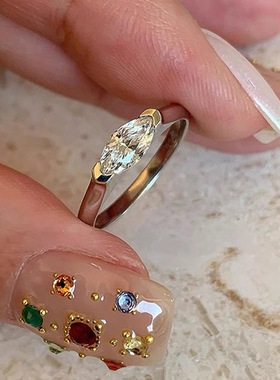 【天使之眼】德国小众马眼钻石戒指女高碳钻轻奢高级感百搭指环戒