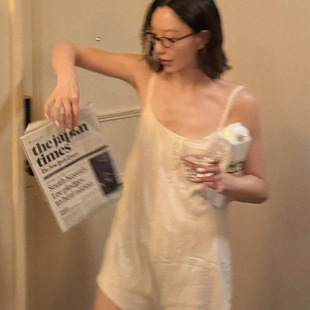 法式 性感露背睡裙家居服短裙子 纯欲白色连体睡衣女2025夏季 新款