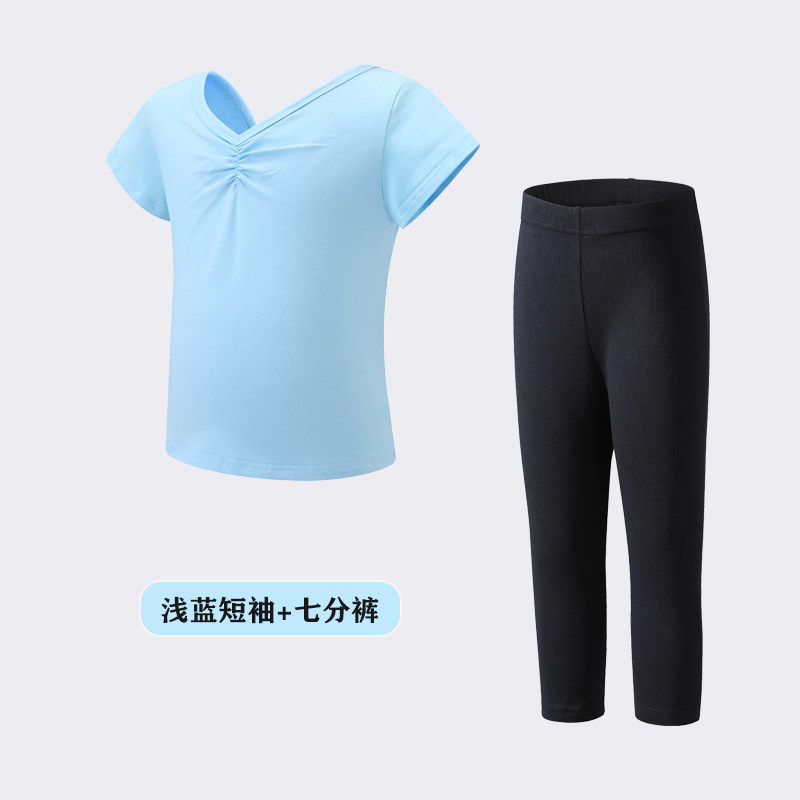 儿童舞蹈服中国舞女童练功服上衣秋季短袖短裤现代芭蕾舞基础套装图片
