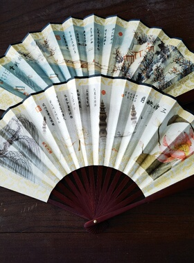 春早精品10手绘折扇工艺宣纸中国