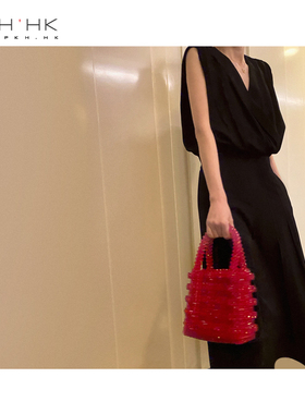 PKH.HK气质女装折扣店 利落 可拆分叠搭V领收腰上衣裤裙气质套装