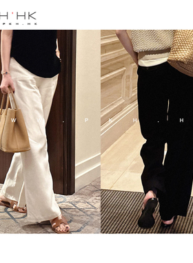 PKH.HK 气质女装折扣店 高DUAN亚麻 显腿长腿直通勤休闲直筒阔腿