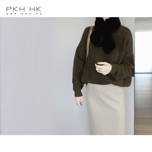 PKH.HK气质女装折扣店 清仓 刚需柔美绒感羊驼毛高领宽松廓形毛衣