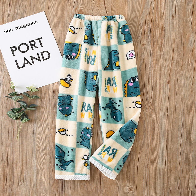 儿童暖暖裤珊瑚绒加厚保暖居家睡裤男女童秋冬季法兰绒长款家居裤