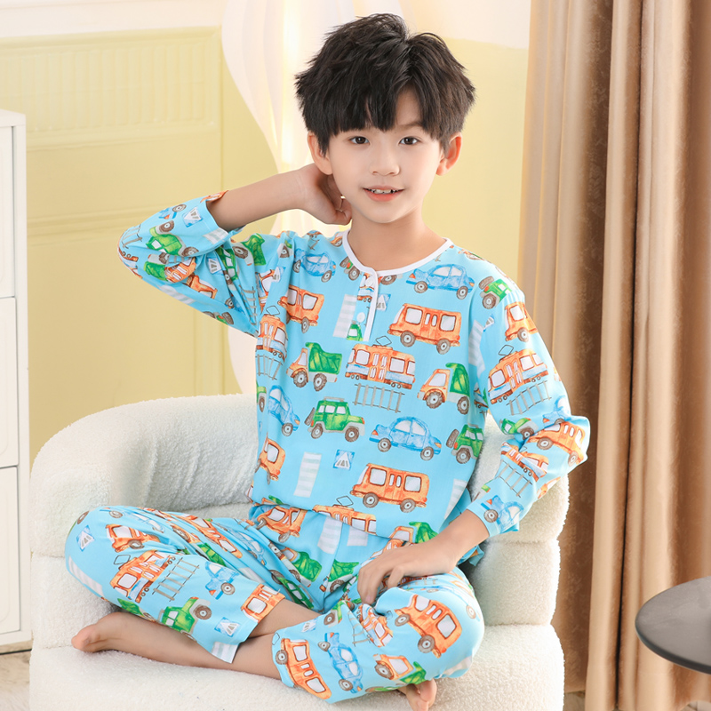 夏天儿童棉绸空调服套装