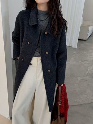 东大门韩版新款高级显瘦双面羊绒大衣女中长款小个子宽松羊毛外套