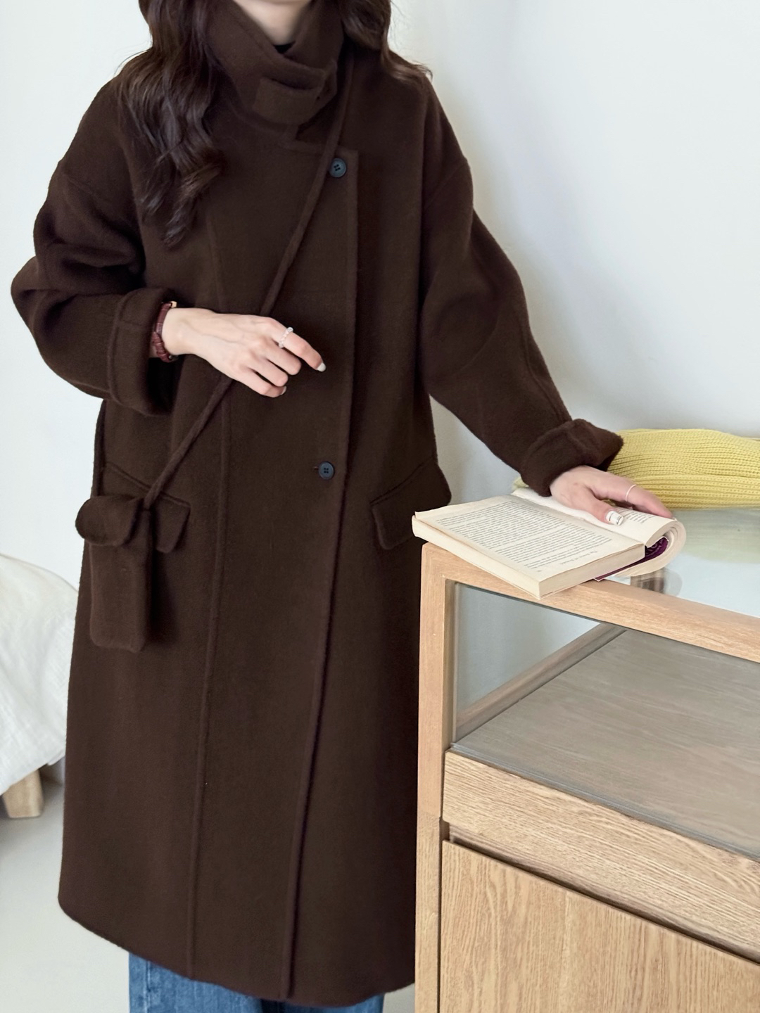 2024秋冬新款韩版宽松立领双面羊绒大衣女中长款羊毛呢子外套送包