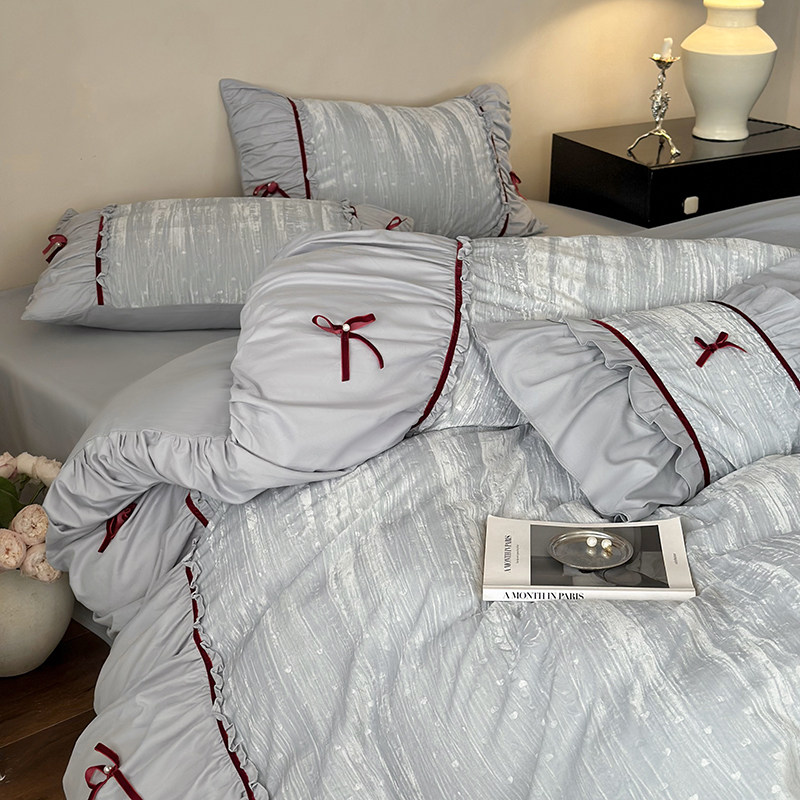 120支全棉加厚磨毛少女心四件套治愈系保暖被套纯棉床单高端床品4