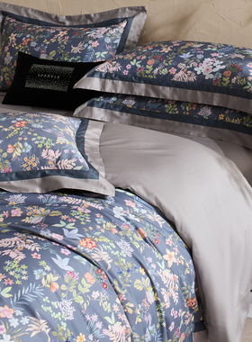 复古轻奢风100S长绒棉全棉四件套印花被套纯棉床单高端奢华2m床品