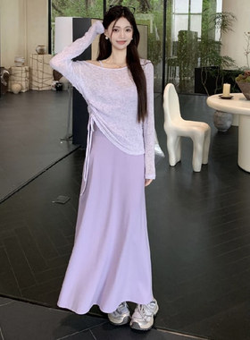纯欲辣妹松弛感温柔风罩衫吊带裙