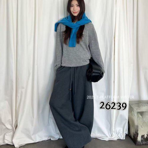 T-PLATFORM26239冬款新品简洁宽松时尚百搭女士弯刀休闲裤