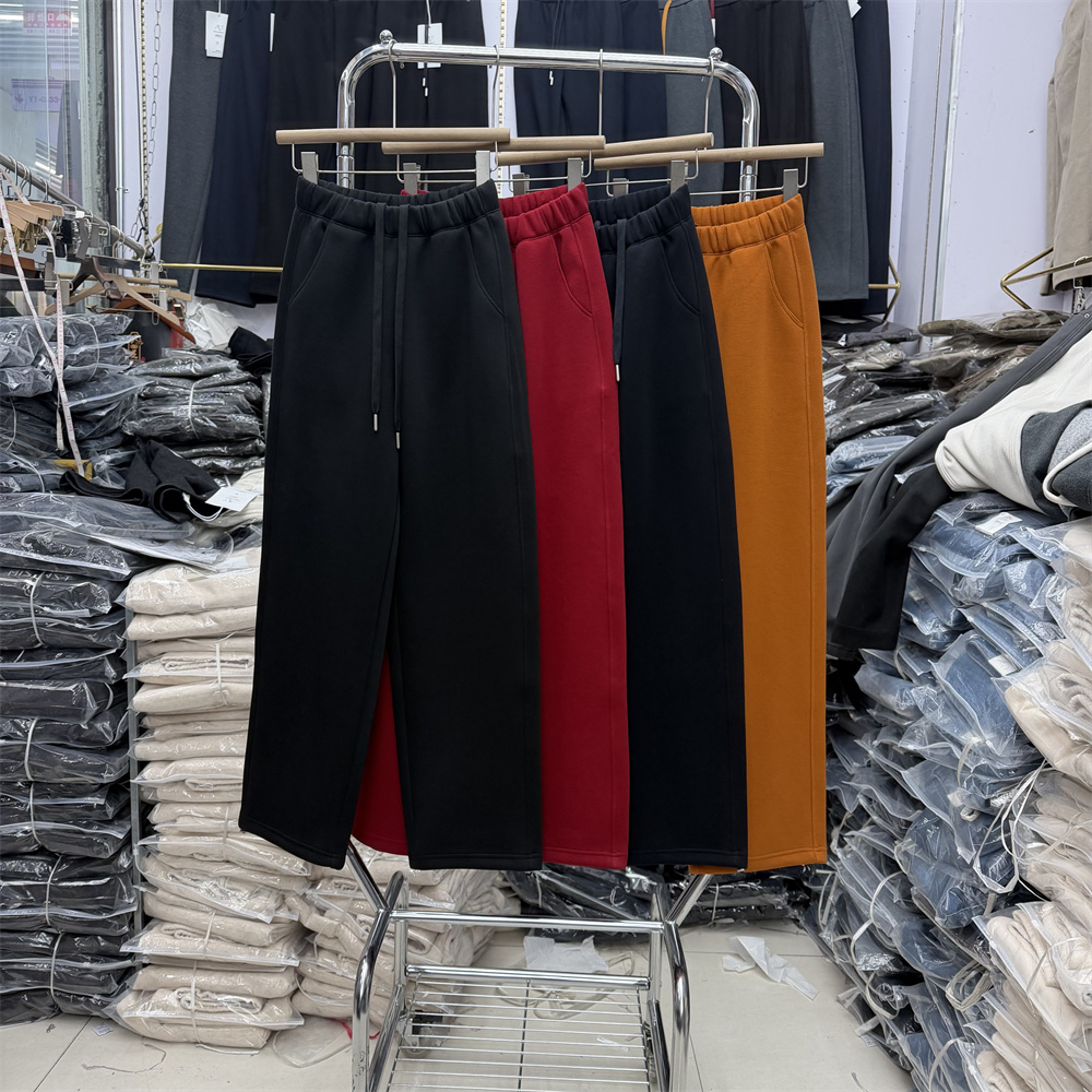 谜尚西子25110冬款新品松紧腰简洁宽松时尚百腰加绒加厚拖地裤