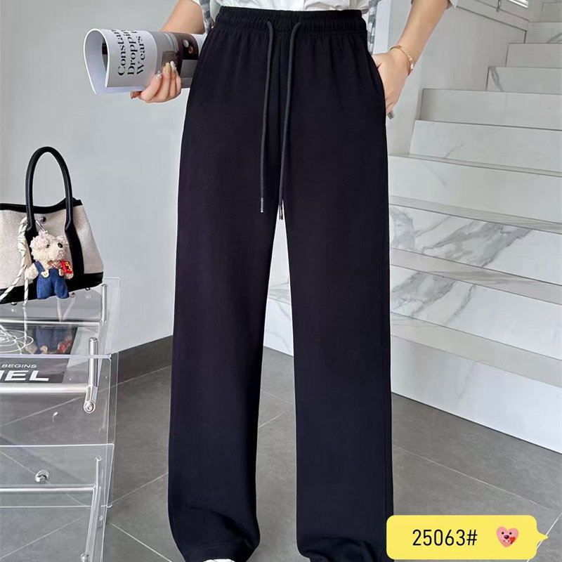 谜尚西子25063秋款新品松紧腰时尚百搭宽松直筒弯刀裤