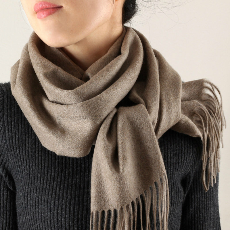 柔软山羊绒小围巾女秋冬季保暖小披肩两用围脖护颈百搭纯色酒红色
