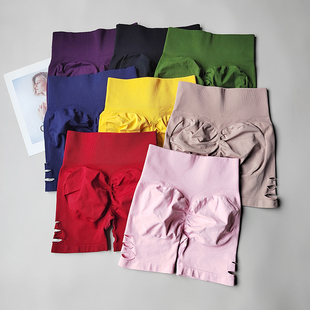 蜜桃翘臀高腰运动三分裤女弹力速干瑜伽短裤训练跑步健身紧身短裤