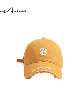 【正品现货】Bure Avenue破洞做旧字母软顶棒球帽子韩版潮鸭舌帽