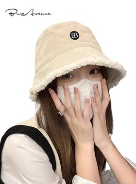 【正品现货】Bure Avenue秋冬大头围毛绒渔夫帽子女百搭保暖盆帽