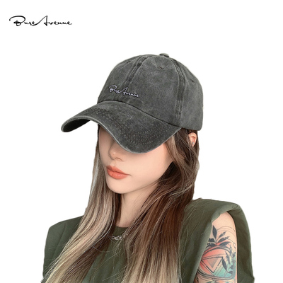 Bure Avenue复古做旧水洗棒球帽网红时尚水泥灰遮阳鸭舌帽子夏季