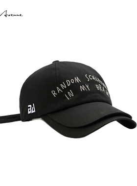 Bure Avenue鸭舌帽时尚双帽檐字母棒球帽男女出行遮阳防晒鸭舌帽