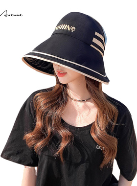 Bure Avenue黑胶渔夫帽日系简约可折叠防紫外线空顶太阳帽显脸小