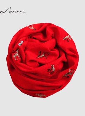 Bure Avenue圣诞围巾女冬季加厚围脖大红色加厚新年本命年礼物潮