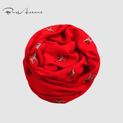 Bure Avenue圣诞围巾女冬季加厚围脖大红色加厚新年本命年礼物潮