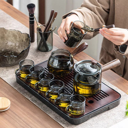 鑫鸿河侧把玻璃耐高温茶具套装