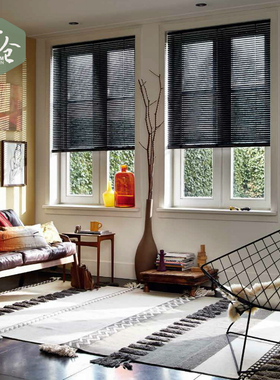 帘仓 精致日式铝百叶帘 哑光木纹饰磨砂拉丝防水百叶窗帘出口定制