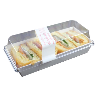 烘焙包装 长方形白纸三明治盒/蛋糕盒/西点纸塑盒/班戟打包盒 5套