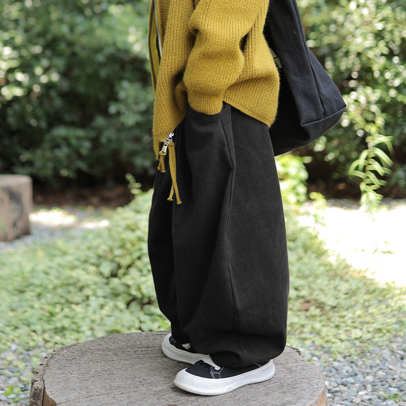 乐比妙妙屋磨毛阔腿裤