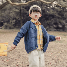 男童春秋款 男孩 v领中大童纯棉薄款 毛衣外套2019新款 儿童开衫 开衫