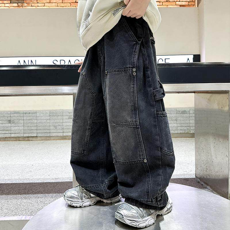 儿童牛仔裤男童裤子春秋款2025新款大童男孩秋季休闲阔腿长裤秋装,童装/婴儿装/亲子装,裤子,淘宝优惠券,粉丝福利购,淘宝优惠卷