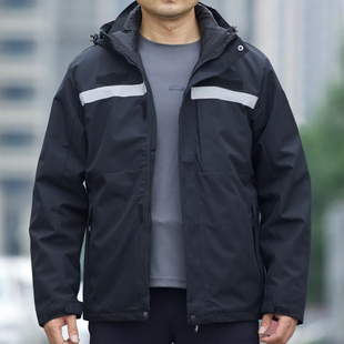 新款反光抗寒通勤短款羽绒服带帽保暖可拆卸内胆白鸭绒藏蓝三合一