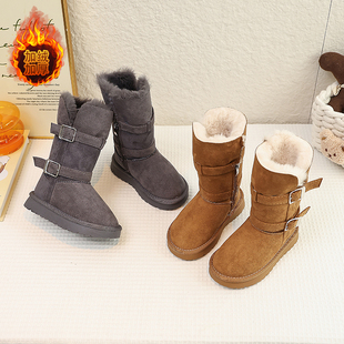 女童雪地靴长筒加绒加厚儿童冬季2025新款女宝棉鞋高筒靴子雪地棉