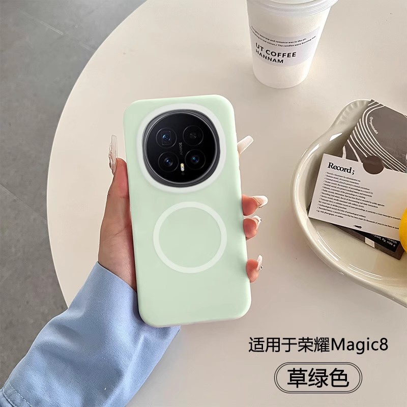 磁吸液态硅胶适用荣耀Magic8果冻手机壳magic8Pro新款软糯7/6/5Pro全包耐脏X70肤感x60防摔400Pro高级感男女