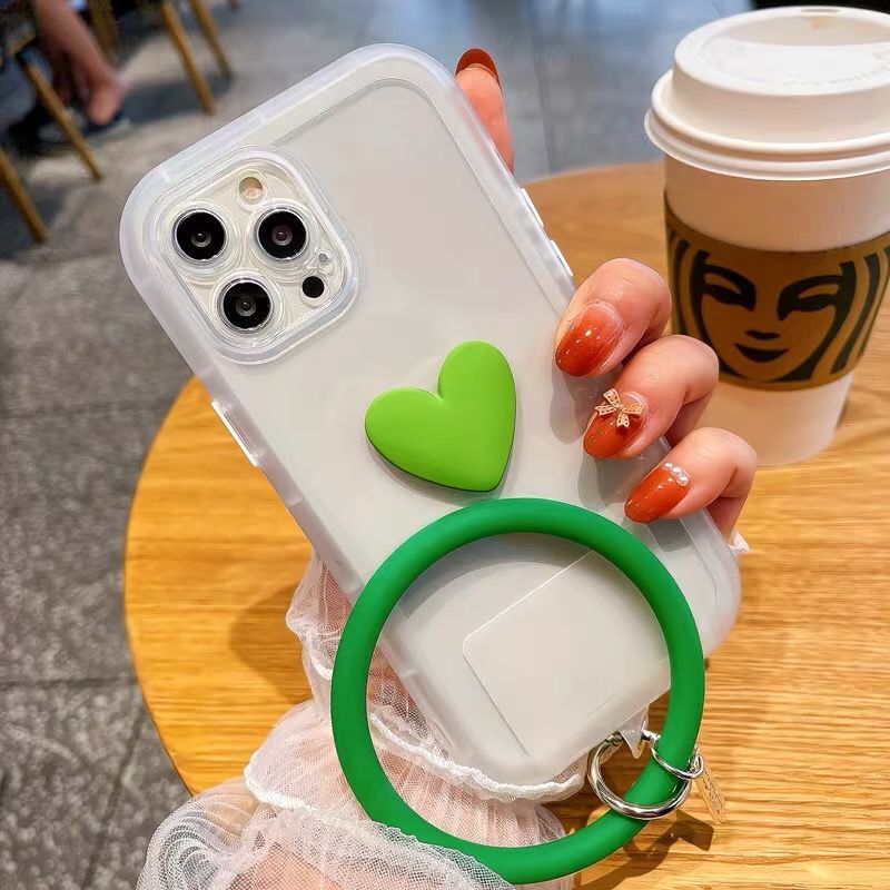 日韩ins手环爱心糖果色适用iPhone13promax苹果12手机壳11硅胶xs女xr新款xsmax防摔保护套x小众透明全包软壳