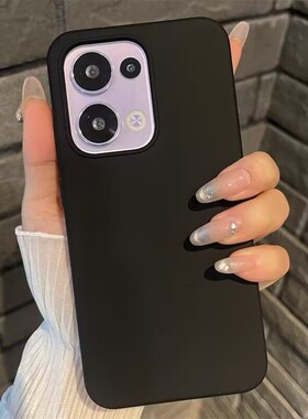 耐脏纯黑色高级感适用OPPOReno14手机壳液态硅胶reno13防摔Reno12/11保护套10小众ins风RENO9/8软7Pro男女款