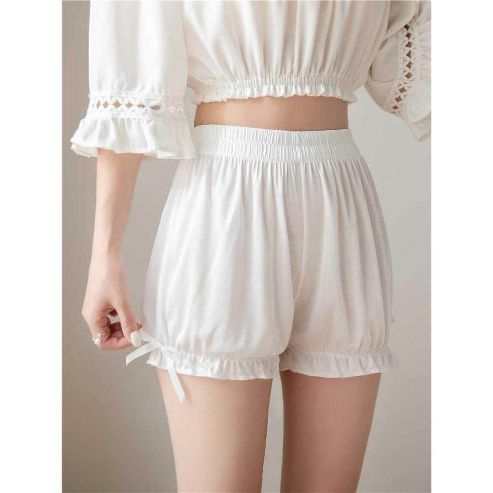 白色安全裤jk南瓜裤女夏季薄款防走光可外穿打底裤蝴蝶结灯笼短裤