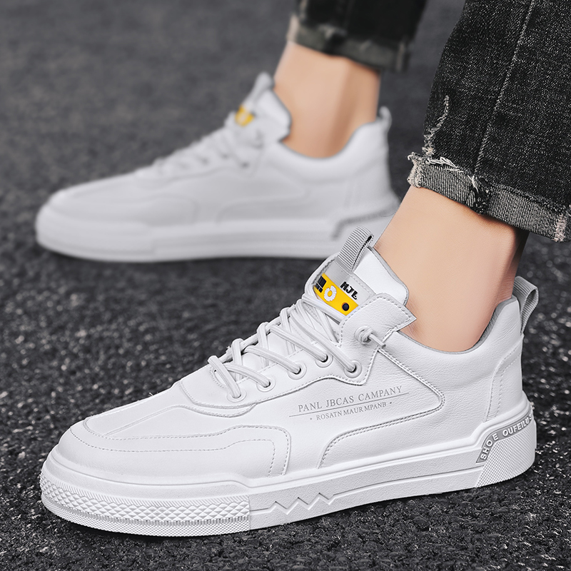 Men's Korean leather face fashion versatile student men's shoes new low top fashion small white shoes board shoes