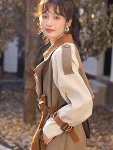 风衣女中长款 高级感炸街小个子高档英伦风外套女春秋 2023春秋新款