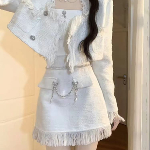 高腰重工半身裙套装 外套 高级感名媛千金风温柔小香风长袖 秋冬季