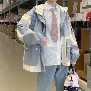 【有里布】秋季原宿学生学院风宽松BF风连帽工装外套女夹克棒球服
